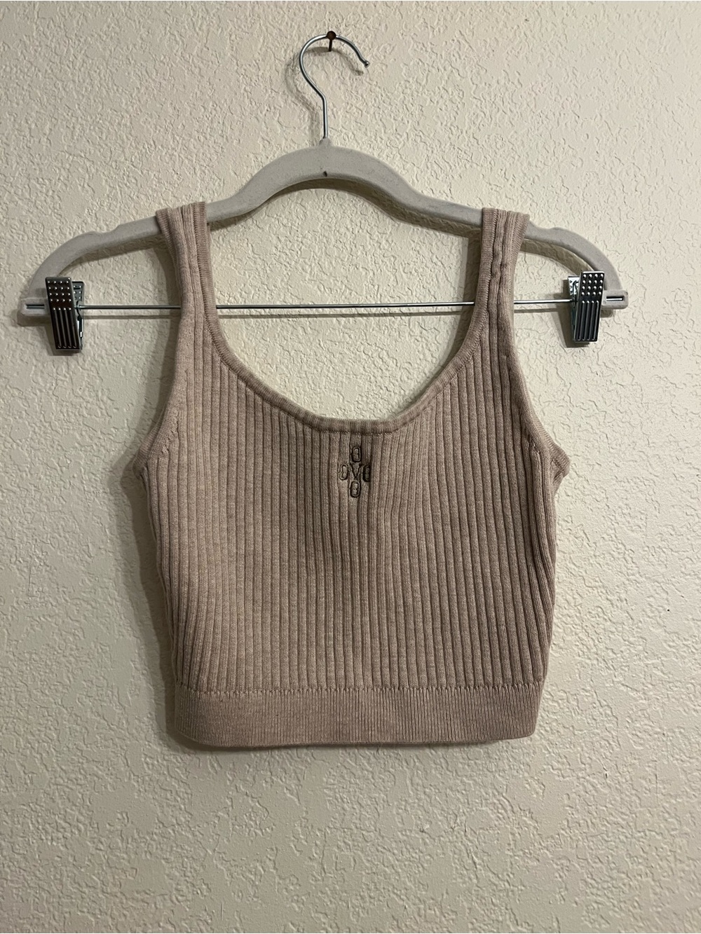 OVO Ribbed Crop Tank in Taupe